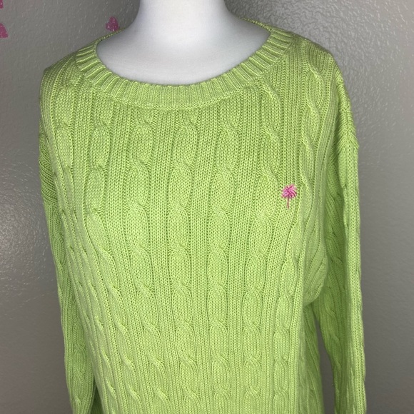 Lily Pulitzer Light Green Cable Knit Sweater size XL - Picture 6 of 9